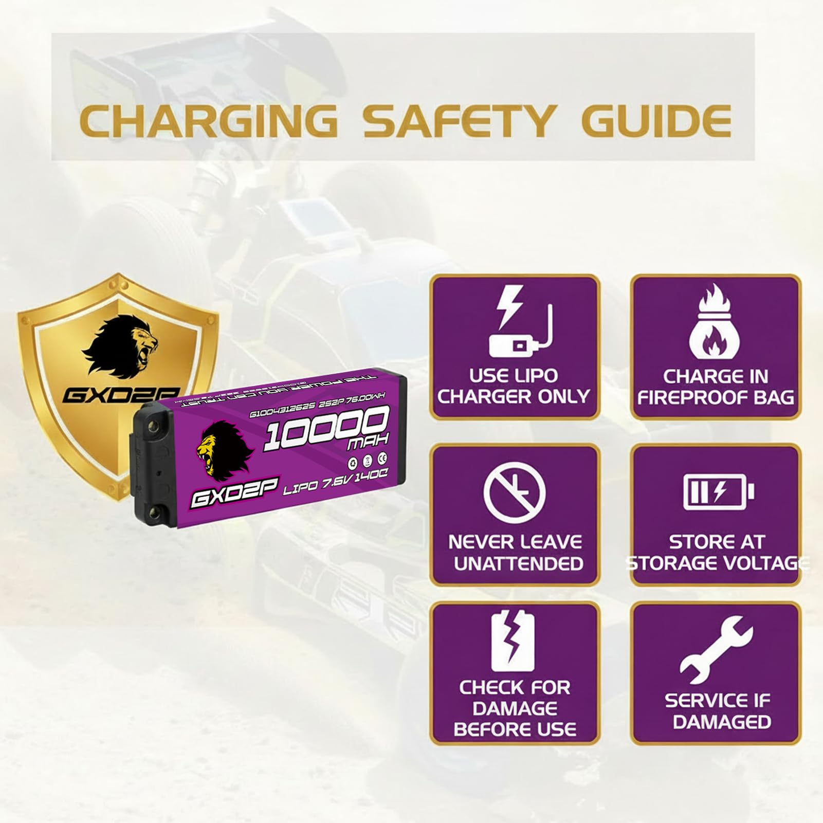 Batteria LiPo 2S da 7,6 V, 6300 mAh, 150 C, custodia rigida XT60, connettore da 5 mm, ad alte prestazioni, per auto, buggy, camion, aereo, barca, confezione da 2 pezzi