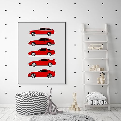 Vista 6 de Custom Car Posters Handmade Poster compatible with Toyota Supra Generations and Print of Toyota Supra - Blue, 11x14 Metallic Print (Unframed)