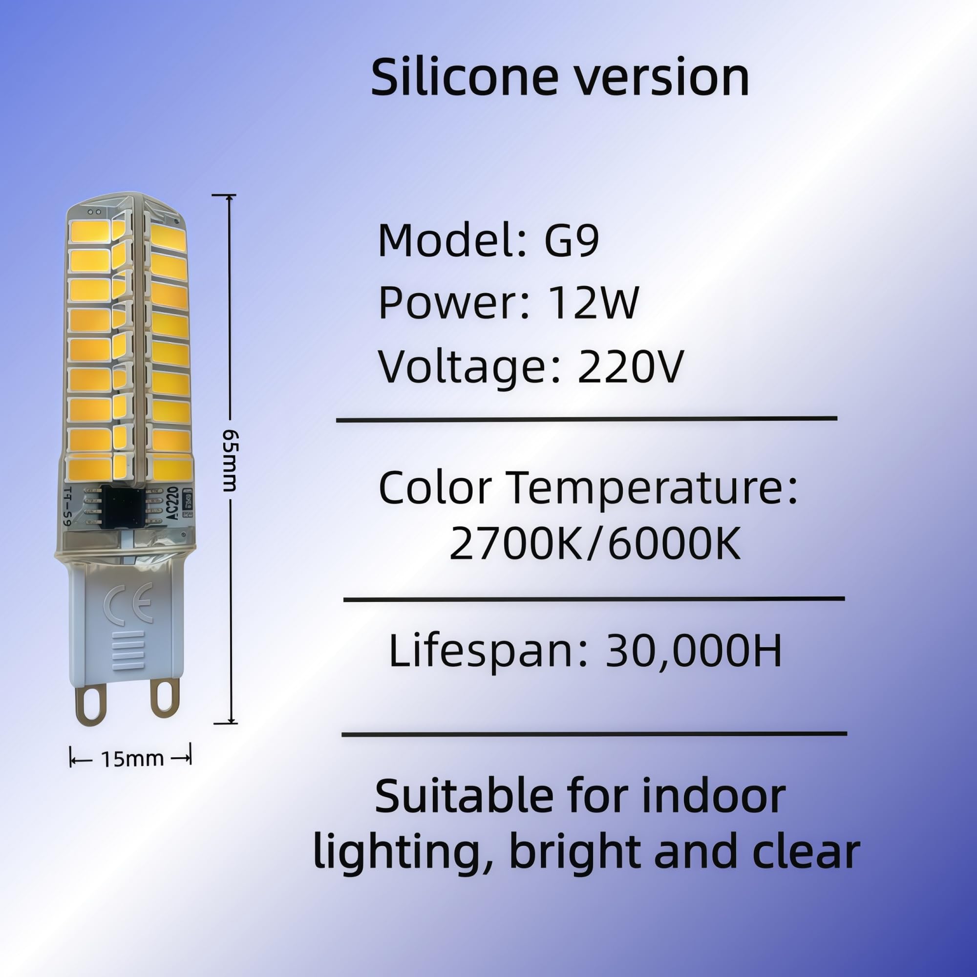 220v G9 führte 2700k-6000k 10pcs Silikon 12W weißes Licht