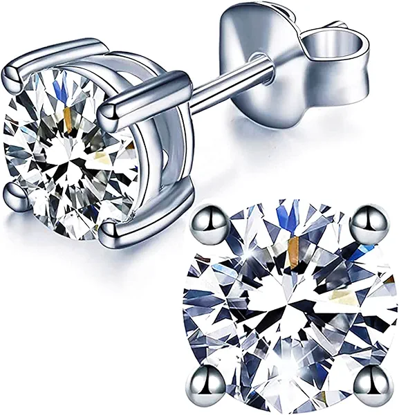 YODEWA 1/2/3ct Moissanite Stud Earrings for Women 925 Sterling Silver Hypoallergenic Flat Back 1 Pair DEF Color Lab Created Brilliant Round Moissanite Earrings 3CTW(1.5CT*2-7.5mm) Round Soli