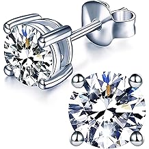 YODEWA 1/2/3ct Moissanite Stud Earrings for Women 925 Sterling Silver Hypoallergenic Butterfly Back 1 Pair DEF Color Lab Created Brilliant Round Moissanite Earrings