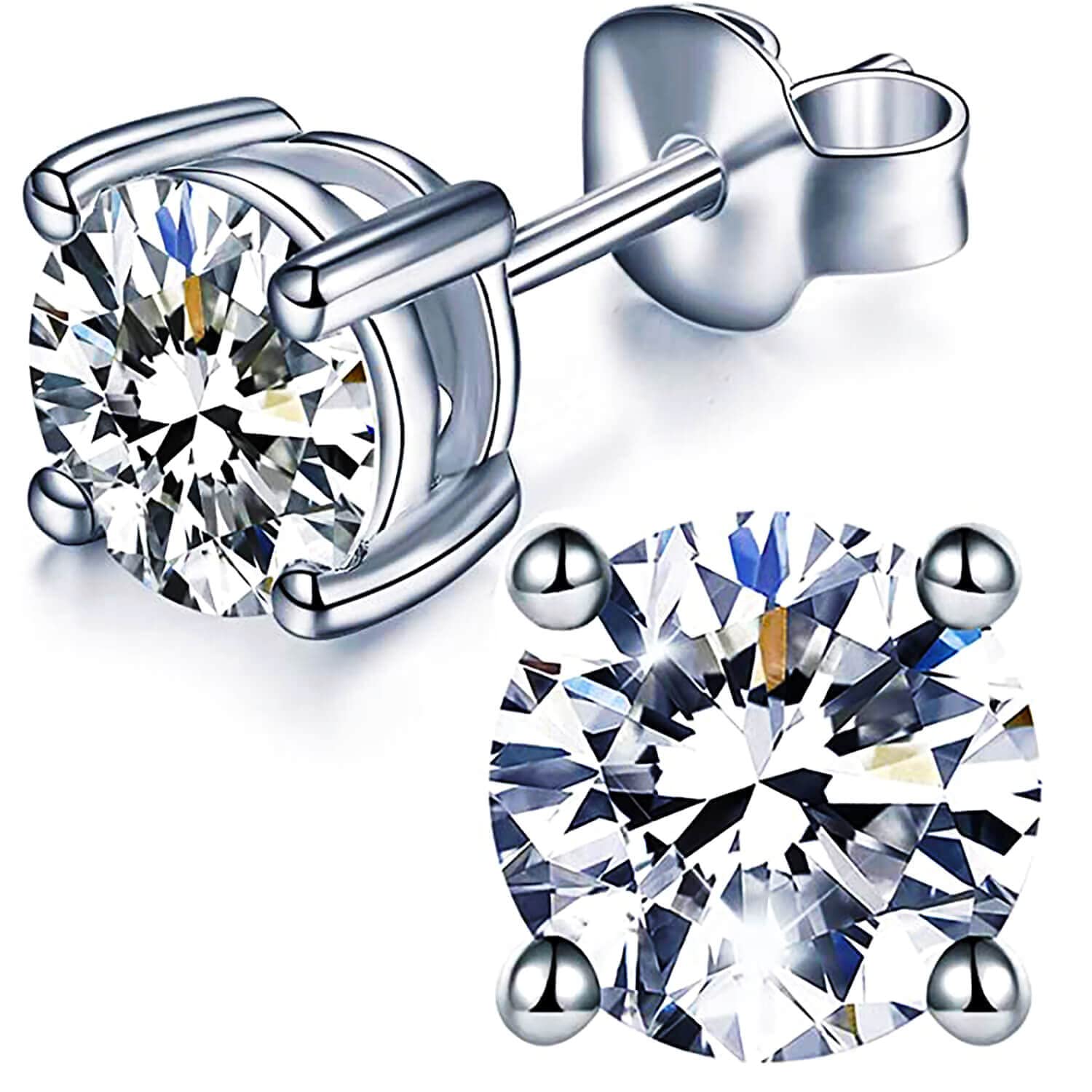 YODEWA 1 2 3ct Moissanite Stud Earrings for Women 925 Sterling Silver Hypoallergenic Butterfly Back 1 Pair DEF