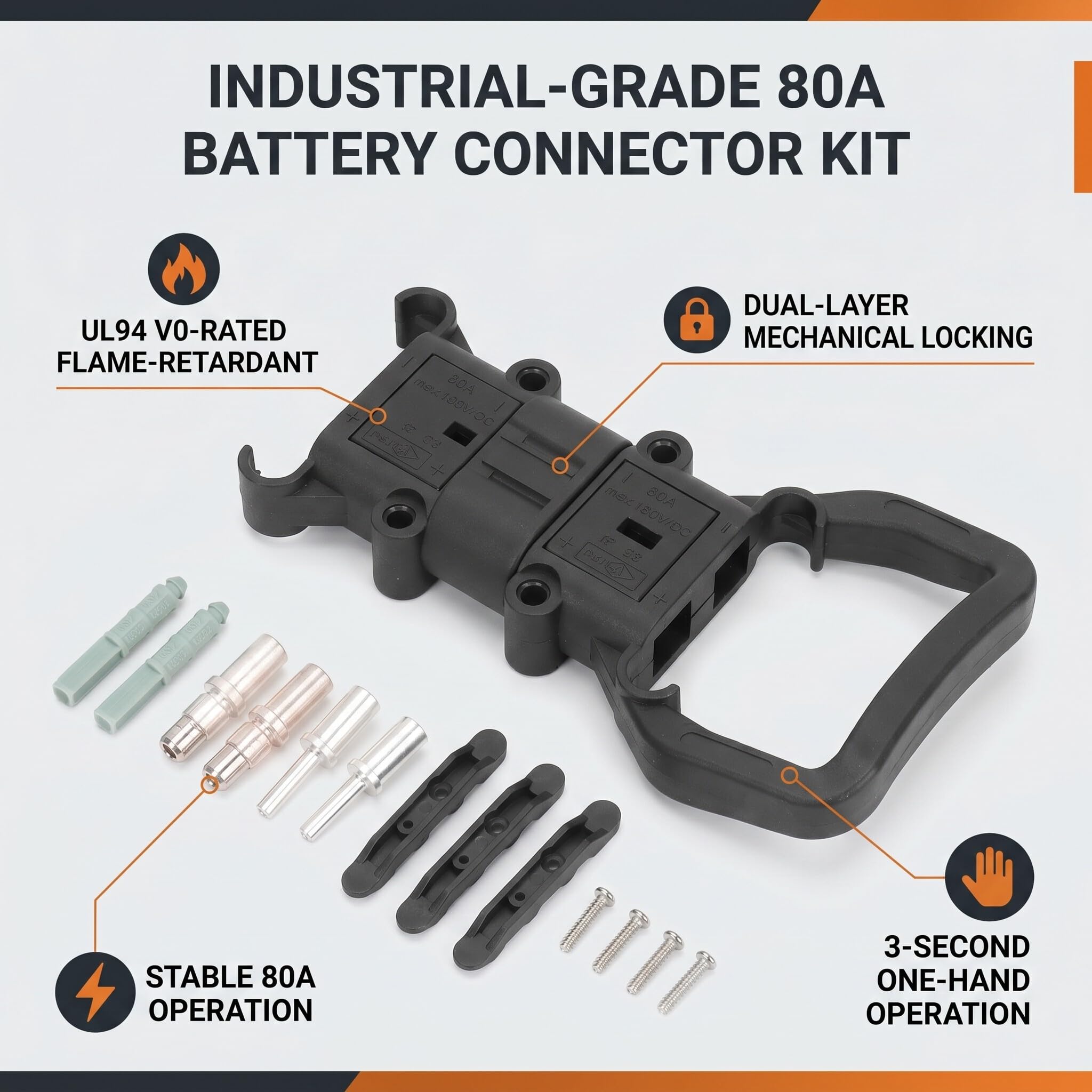 Connettore di Alimentazione del Carrello Elevatore Spina di Ricarica della Batteria da 80 A Connettore della Batteria Spina Maschio e Spina Femmina con Terminale
