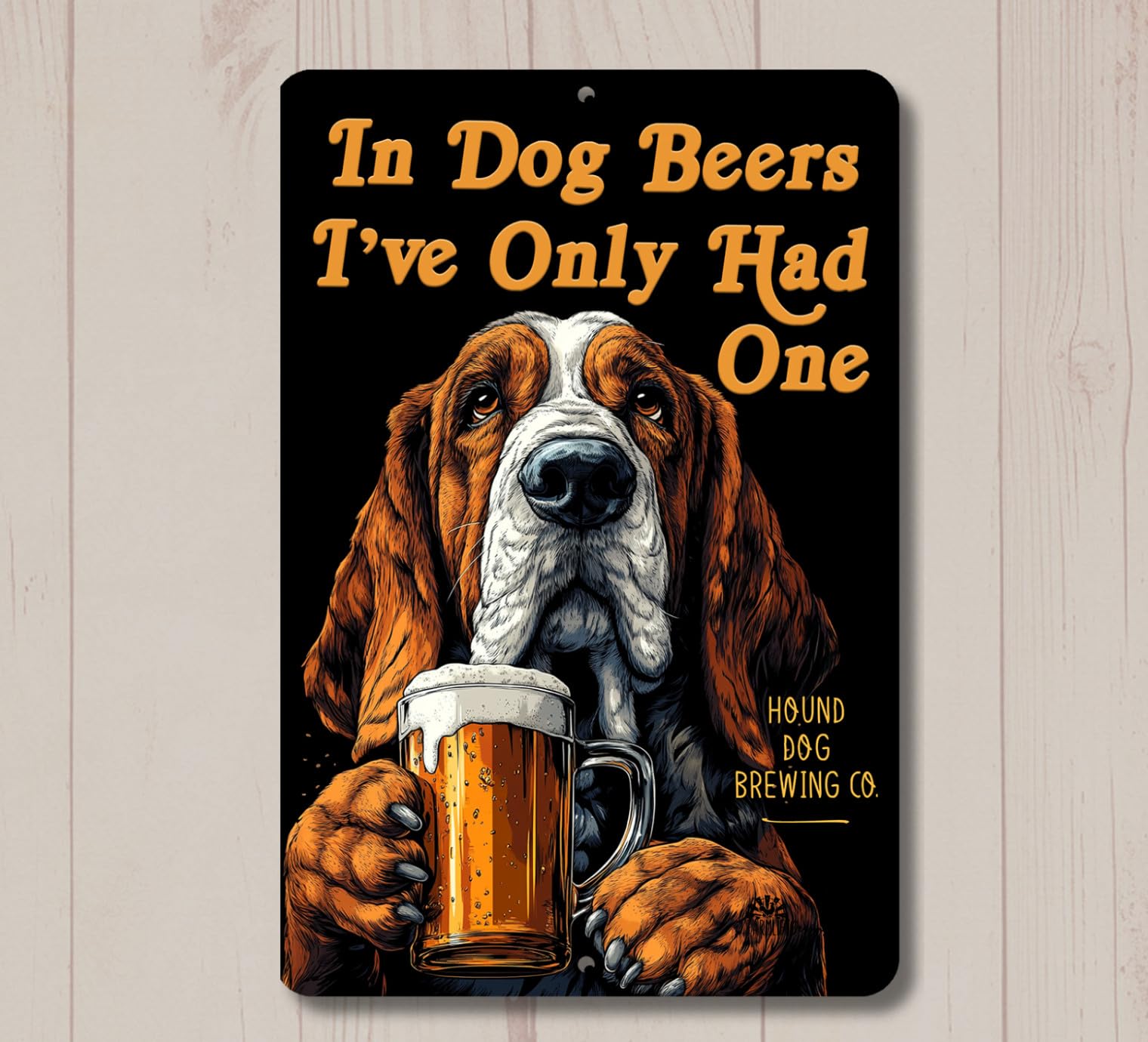 Basset Hound In Dog Beers sign man cave beer bar pub funny metal tin decor art home decor
