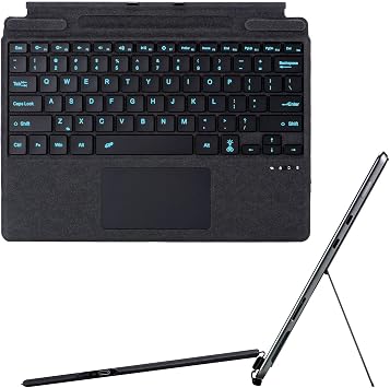 Type Cover for Microsoft Surface Go 4 2023 / Go 3 2021 / Go 2 2020 / Go 2018 Type Cover, 7 Colors Backlit Touchpad Japanese Keyboard, Portable Ultra Thin Keyboard with Pen Holder, Black