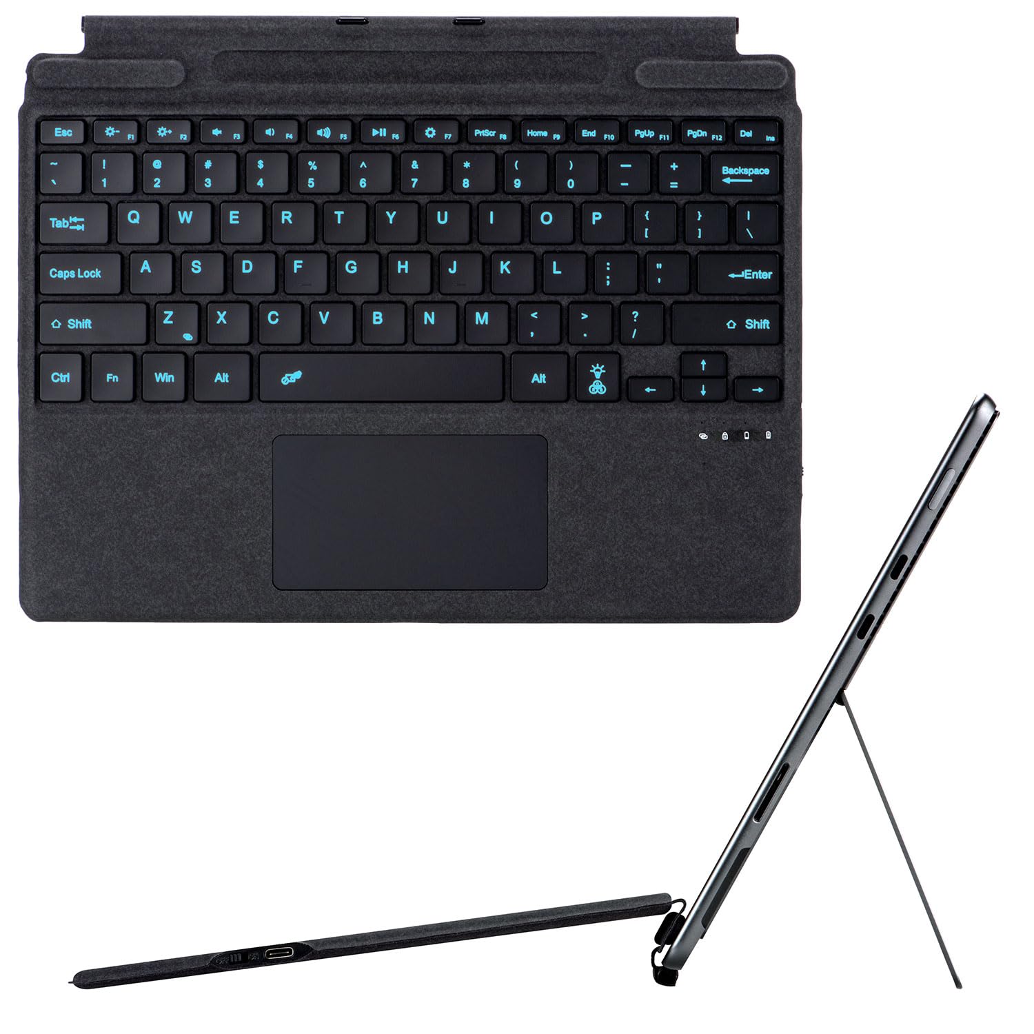 EHLCYS Type Cover Voor Microsoft Surface Pro 9 & Pro 9 13 2022/Pro 8 2021/Pro X, Draagbaar Slank Toetsenbord, Multi-Touch Trackpad Afneembaar Toetsenbord Met Achtergrondverlichting En Penhouder