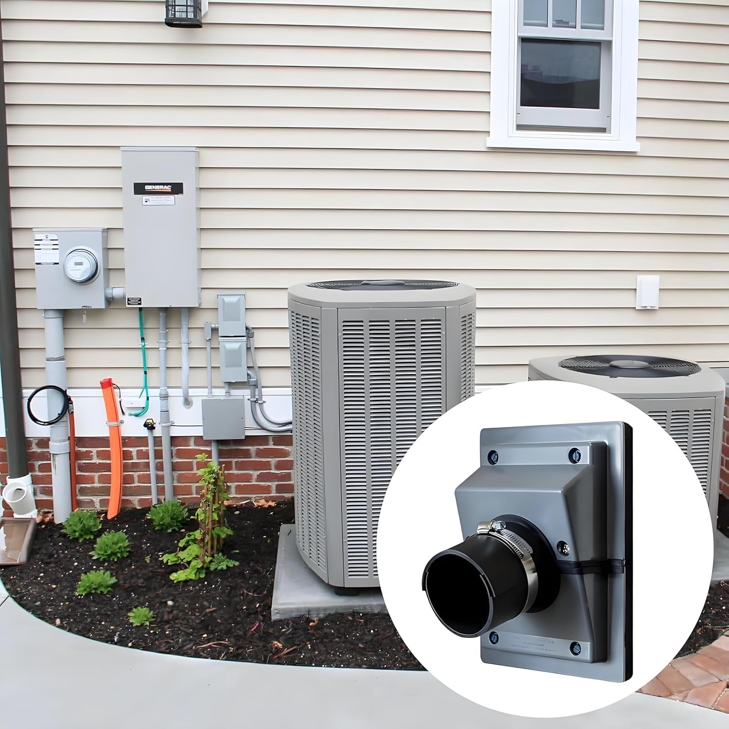 HVAC Wall Penetration & Line-Set Cover Kit, Split AC Line-Set Wall Cover Kit with A Soft Gasket, HVAC Walls Penetration Cover for Indoor & Outdoor Air Conditioner (White, Large) Aperture 2.36 inches