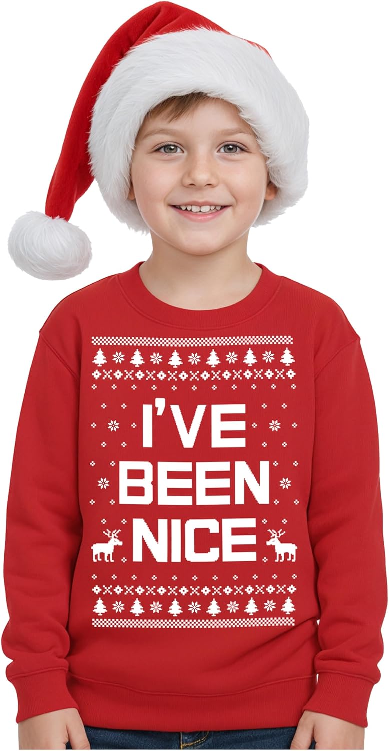 Tstars I've Been Naughty Sweatshirt Toddler Kids Ugly Christmas Sweater Style