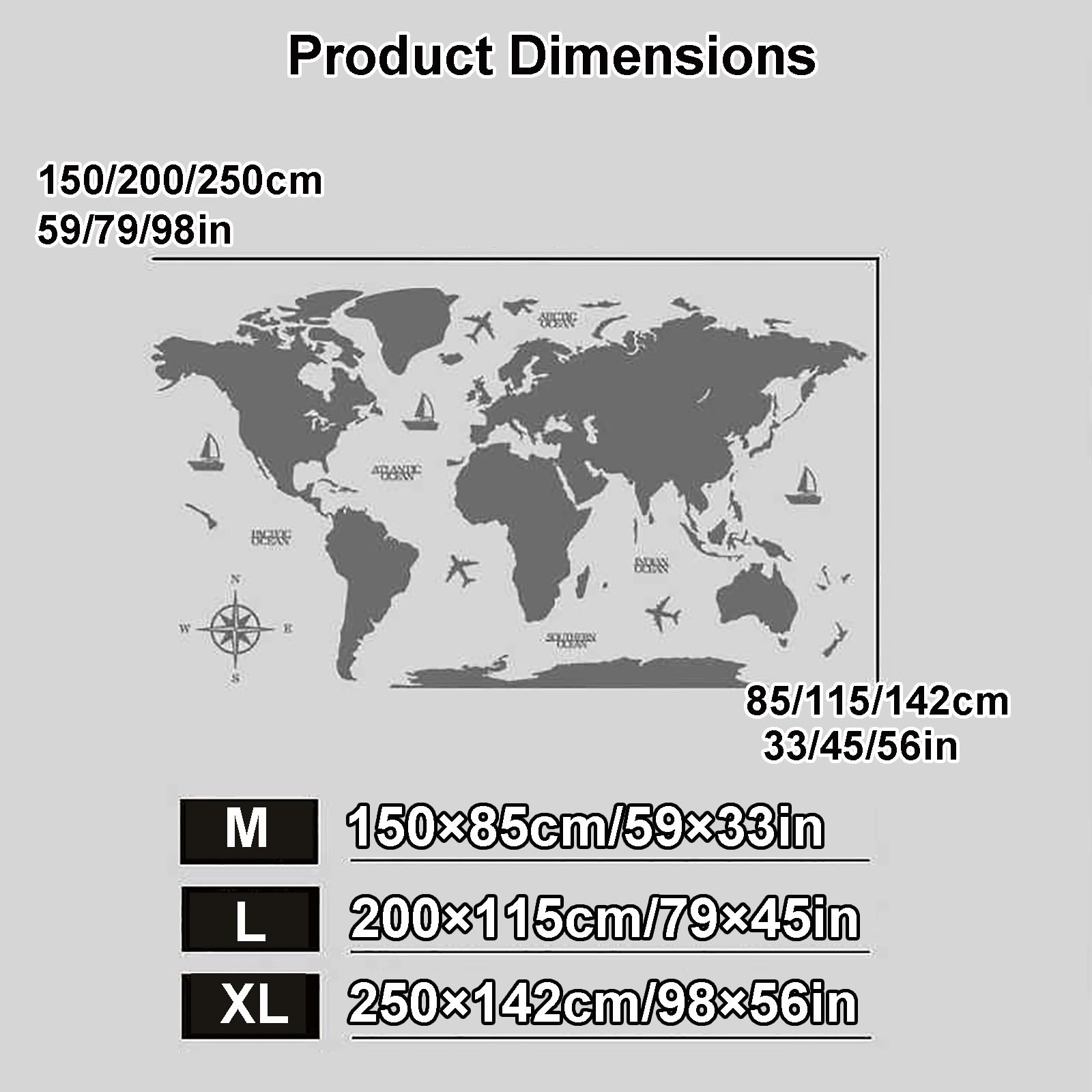 Drewniana Mapa Świata 3D, Duża Dekoracja Ścienna 3D, Nowoczesna Dekoracja Ścienna do Domu, Artystyczna Mapa Świata do Domu Lub Biura(Blue,250x142cm/98x56in)