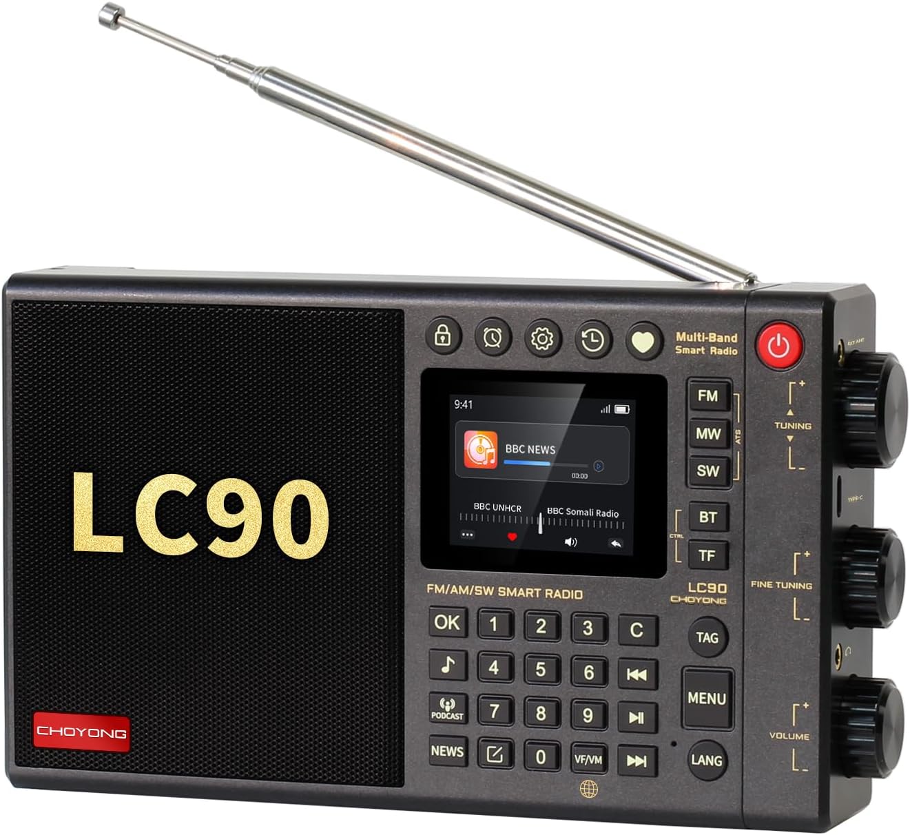 CHOYONG LC90 Multi-Band Smart Internet Radio, WiFi/4G, AM/FM/LW/SW SSB Receiver Bluetooth,choyoung Radio