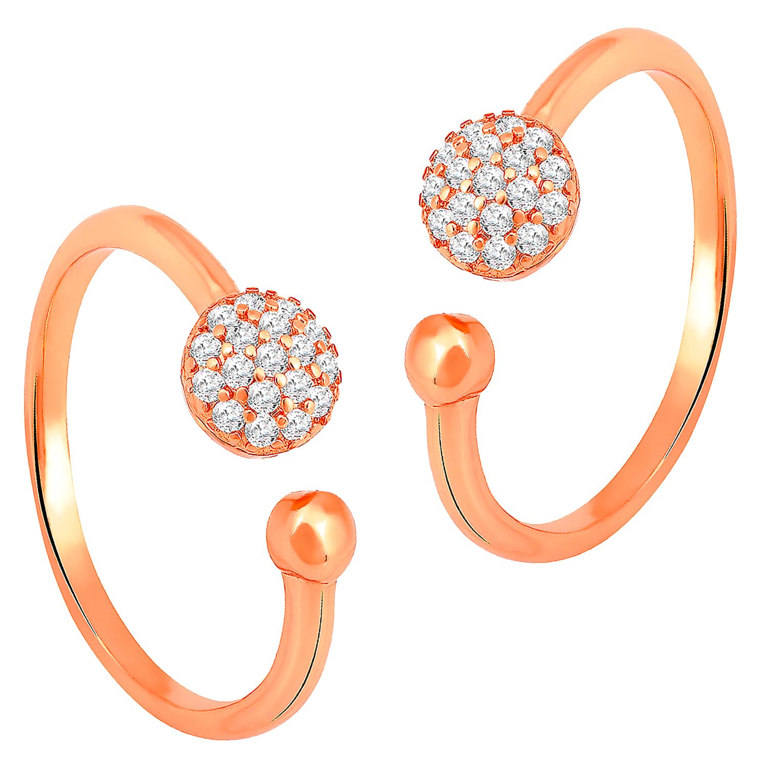 Rani Pink Green Cubic Zirconia Studded Gold Plated Fancy Toe Ring Adjustable Bichiya Fashion Jewellery