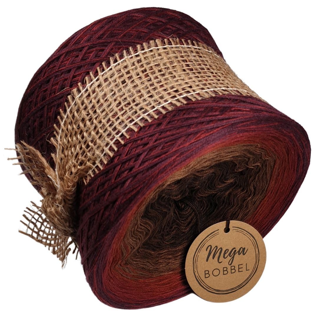 MegaBobbel*Rote Erde*A363* (Außenfarbe: Chianti 2 + Malaga) Farbverlaufsgarn - Lace Garn Bobbel Wolle zum Häkeln & Stricken (4 fädig, 3750m)