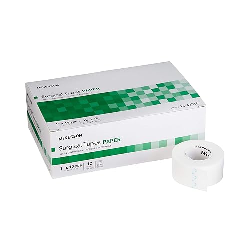 McKesson Cinta Quirúrgica, No Estéril, Papel Permeable al Aire, 2.5 cm x 9.1 m, 12