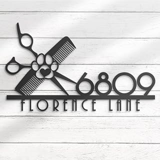 Custom Dog Grooming Hair Salon Address Signs House Numbers for Outside House Number Plaque Address Numbers for House Street Number Signs Housewarming Gifts for Dog Lovers