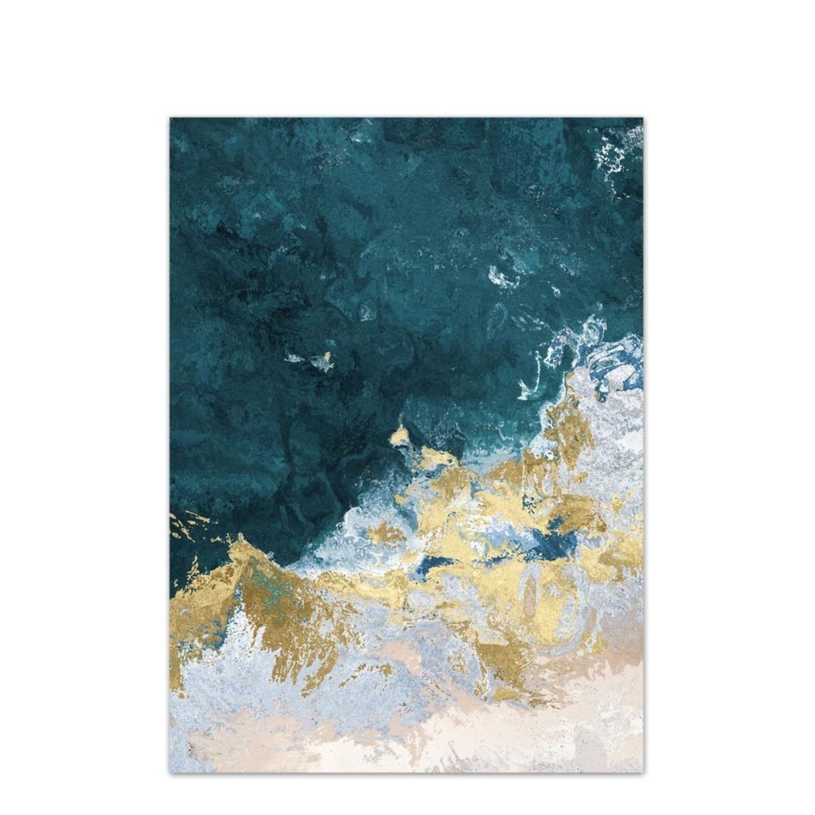 ZMFBHFBH Modern Wall Art per soggiorno Pittura astratta su tela Dipinto a mano Blu e grigio Decorazione con lamina d'oro 40x60cm (16x24) x3 Con cornice
