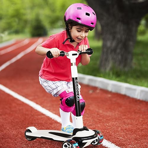 Miniatura 6 de Patinete plegable para niños de 3 a 12 años, 5 alturas ajustables con 3 ruedas de luz LED, actividades al aire libre para niños y niñas, carga
