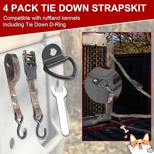 Miniatura 2 de Paquete de 4 correas de camuflaje exclusivamente para volantes y perreras, hebillas ajustables, resistentes al desgarrodesgaste y a prueba de