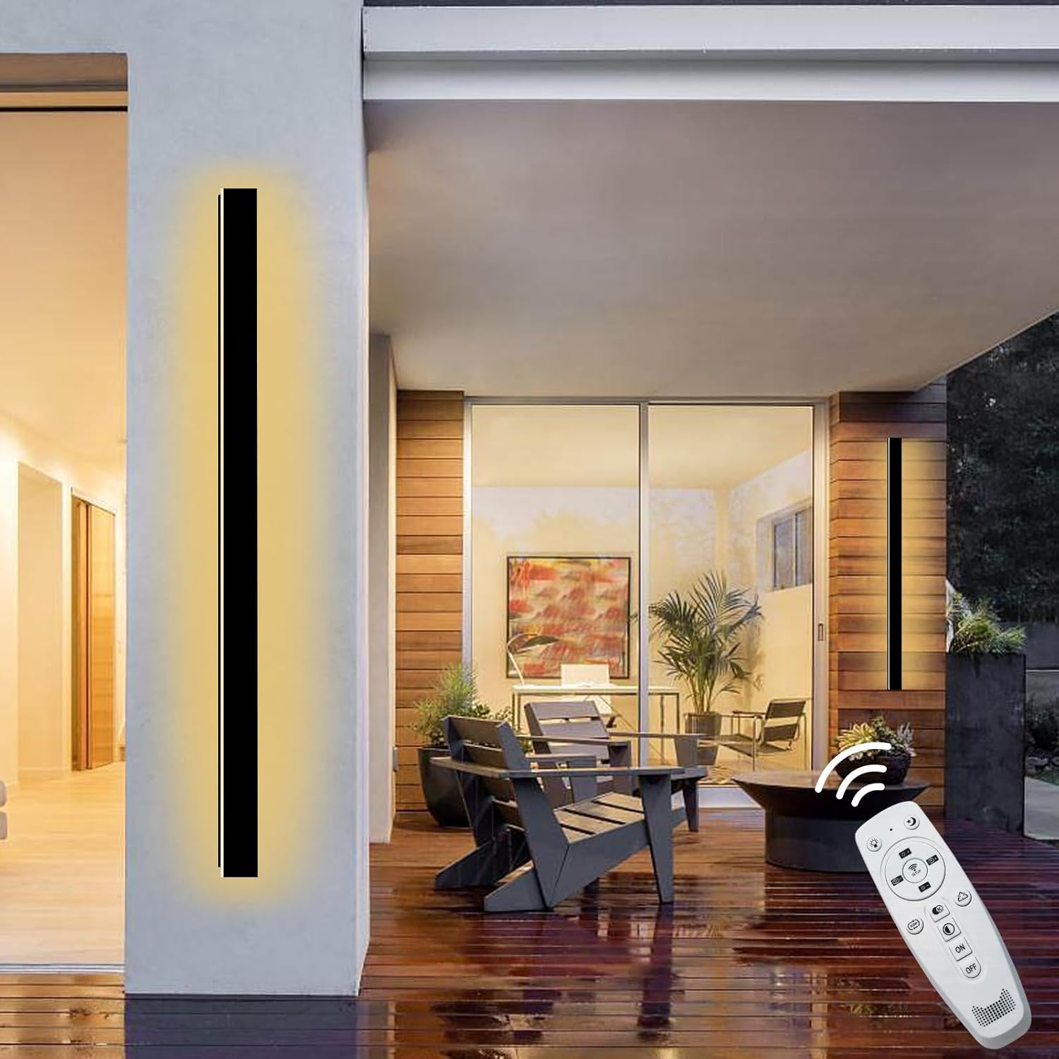 47.24 in Modern Outdoor Wall Light LED 2700K-6500K Dimmable Long Wall Lighting Exterior Light Fixture IP65 Waterproof Wall Lamps, Black Wall Sconce for Garage, House