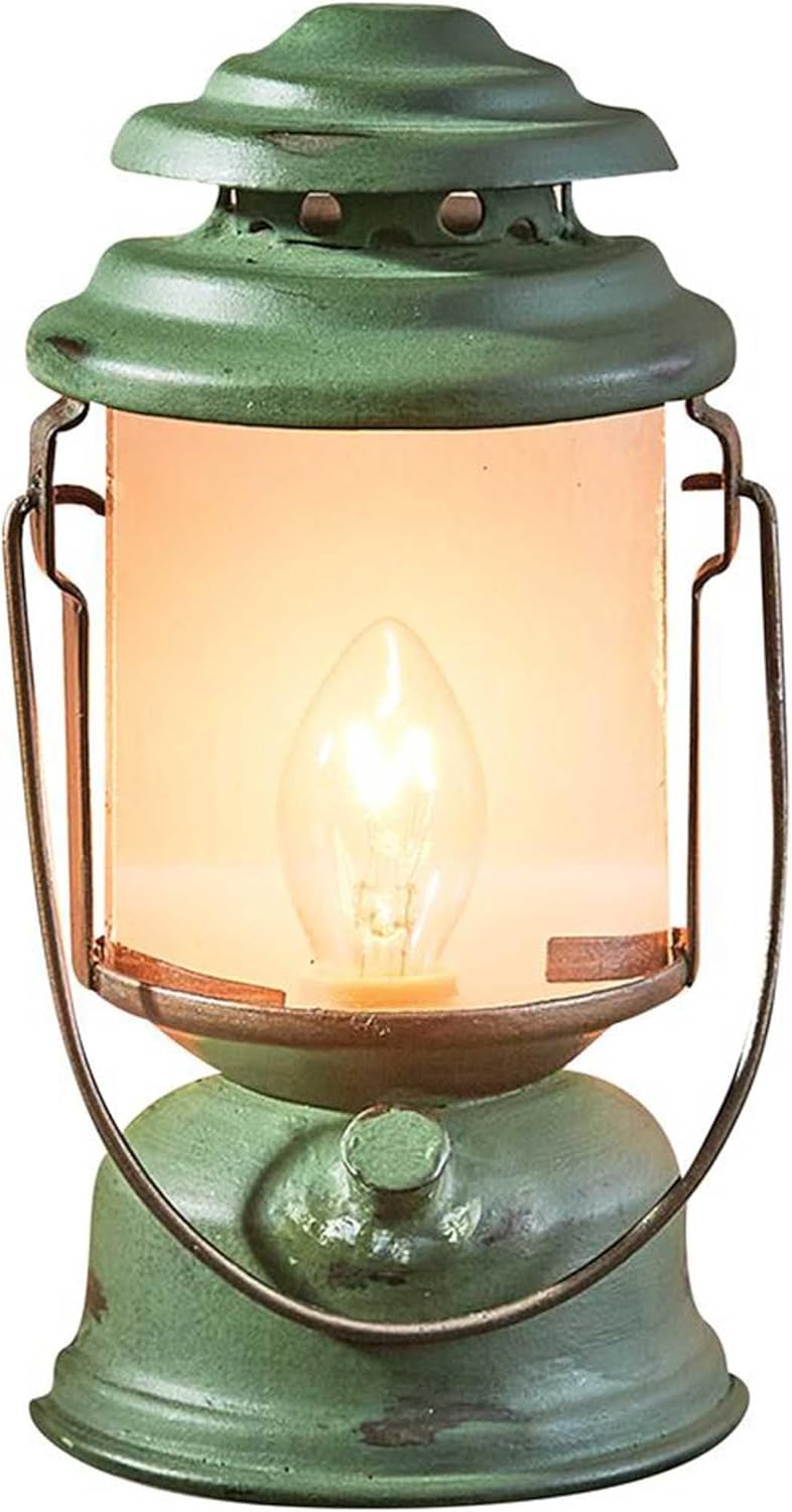Park Designs Green Camp Lantern Night Light, Lamp Nighlight for Any Room or Hallway, Bright Light for Dark Areas
