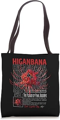 Higanbana Flower Red Spider Lily in Grunge Anime Aesthetic Tote Bag