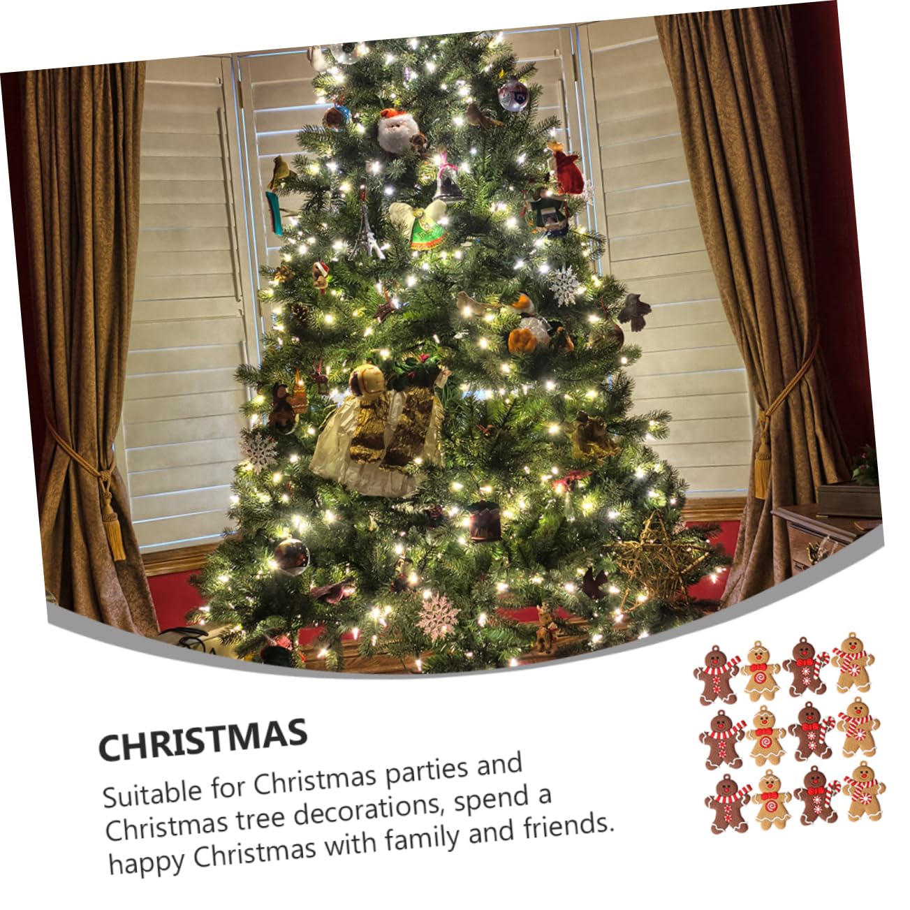 Ciieeo 24piezas Adornos Navideños de Hombre de Jengibre Decoración para Árbol de Navidad Fiestas y Hogar