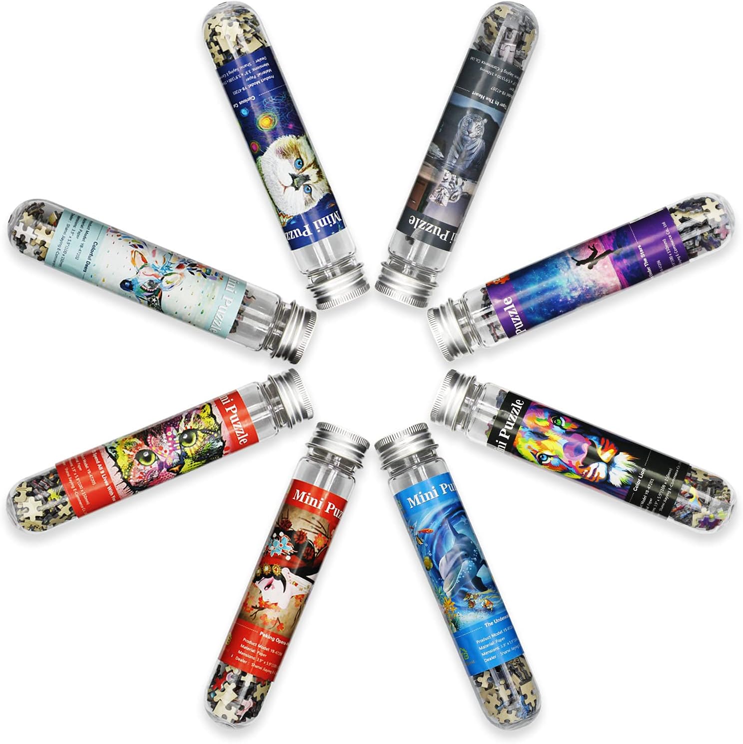 Mini Jigsaw Puzzles for Adults 234 Pieces - Small Test Tube Puzzle - Challenging Micro Difficult Tiny Home Decor Entertainment 6x4in (8 Pack-4)