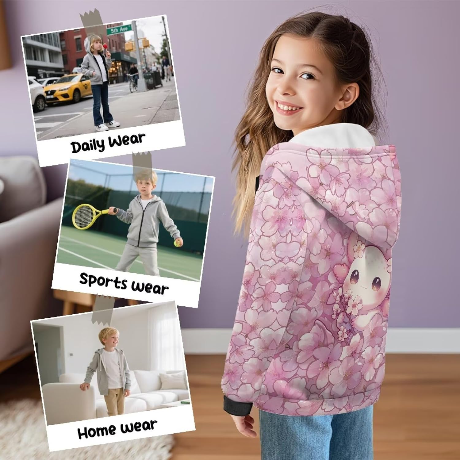 Pensura Kids Hoodie Hooded Sweatshirt Soft Plush Zipper Hoodies Jacket Long Sleeve Jackets