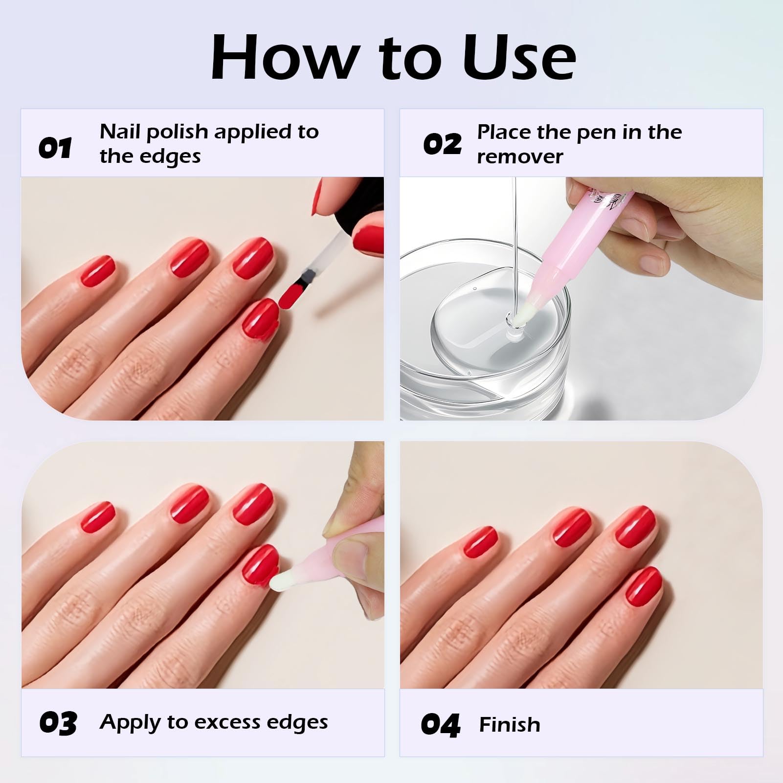 Nail de la Nueva Belleza Corrector de Esmalte de Uñas, Pluma de Manicura con 3 Puntas de Repuesto