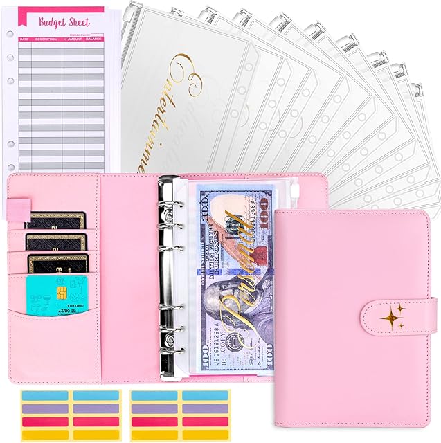 Budget Binder,Money Saving Wallet,Cash Envelopes for Budgeting,Money Organizer for Cash,A6 Budget Binder for Saving Money