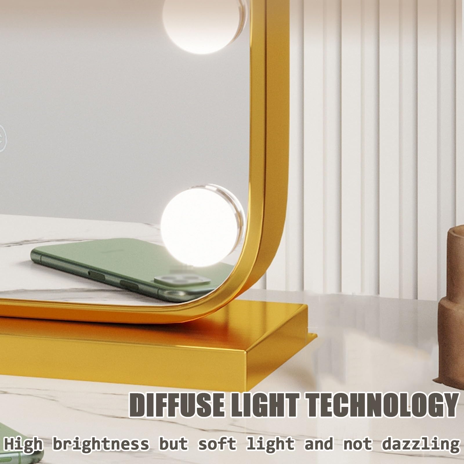 LTSRLL Specchio Trucco Con Luce Per La Toeletta O La Rasatura Con Design Touch Control 3 Colori Lampadine LED Dimmerabili Specchio Cosmetico Illuminato Da Collegare(Silver,50x70cm/19.7x27.5in)