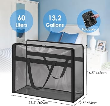Blanket Storage Bags 4 Pack 60L Clothes Comforter Bedding Container Black