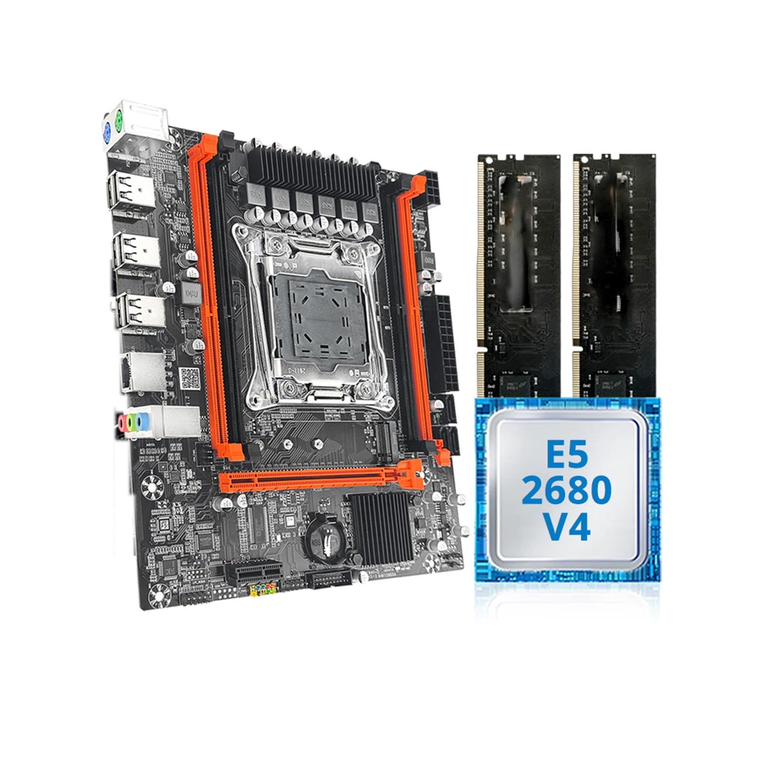 Scheda madre Kit carta madre gioco Fit For MOUGOLX99 con Intel Xeon E5 2680 V4 e DDR4 8Gx2 2133MHz doppio canale ECC RAM M.2 NVME for computer
