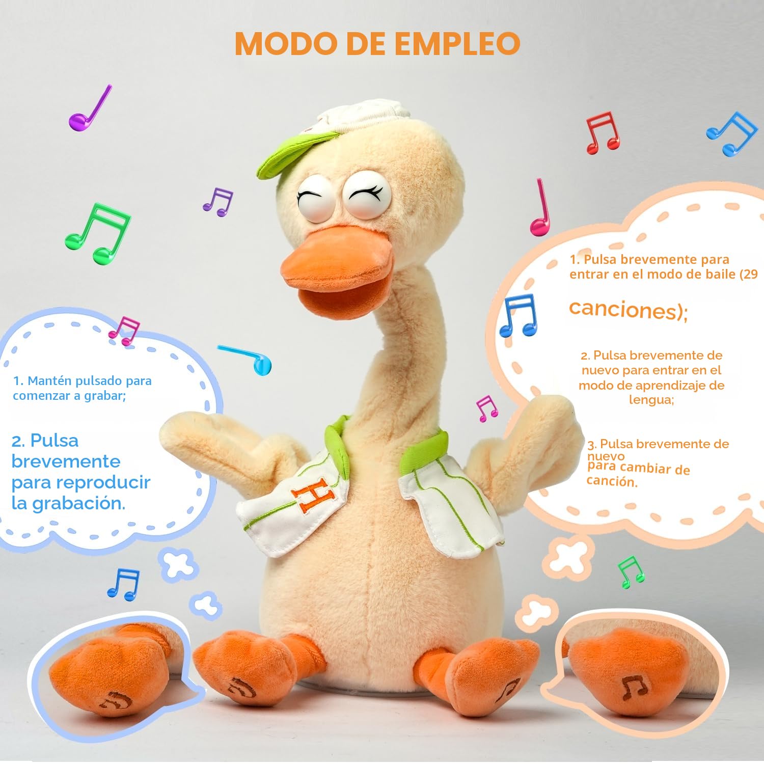Juguete de pato parlante que imita imágenes de peluche e interactivo, que repite lo que dices, peluches sacudiendo el cuello, muñeca parlante