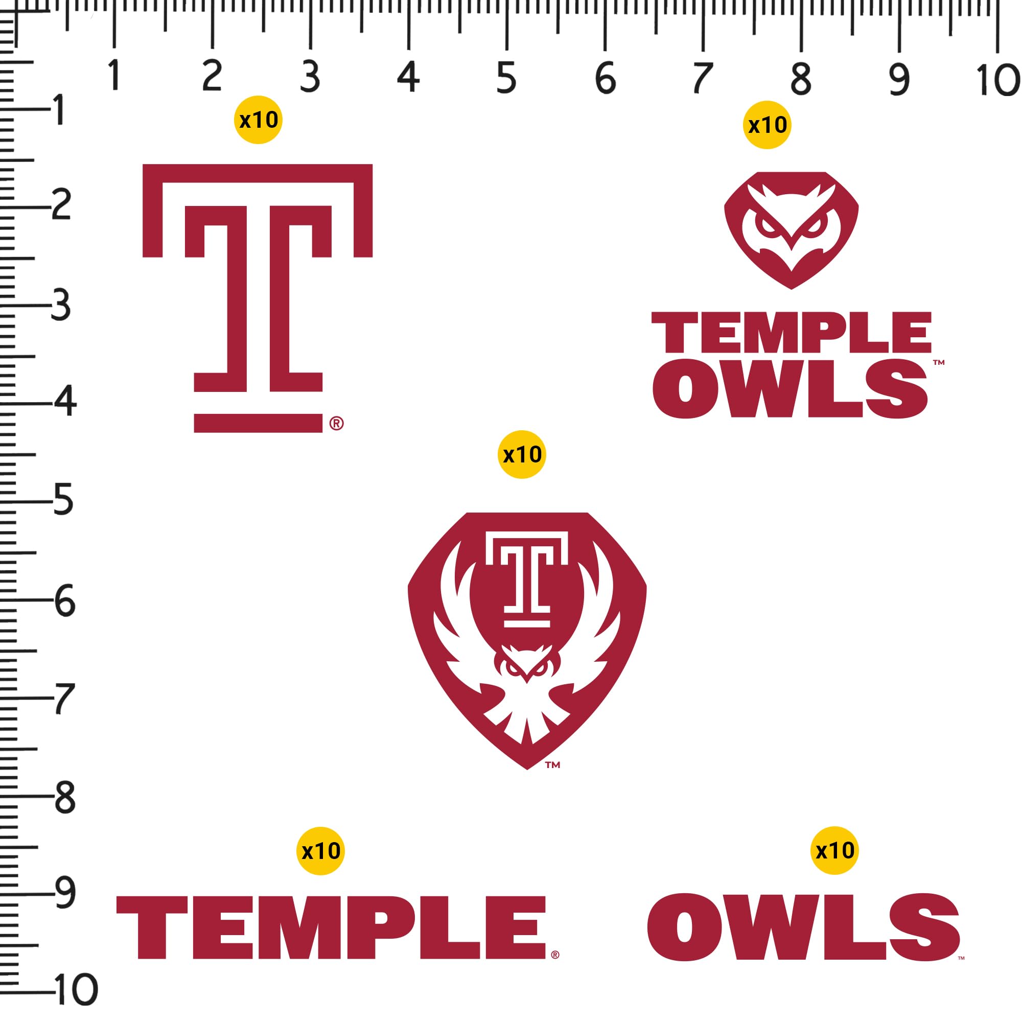 Temple University Spirit Logo - Calcomanías de vinilo grandes de lujo, paquete variado: portátil, botella de agua, álbumes de recortes, tableta, monopatín, interior/exterior