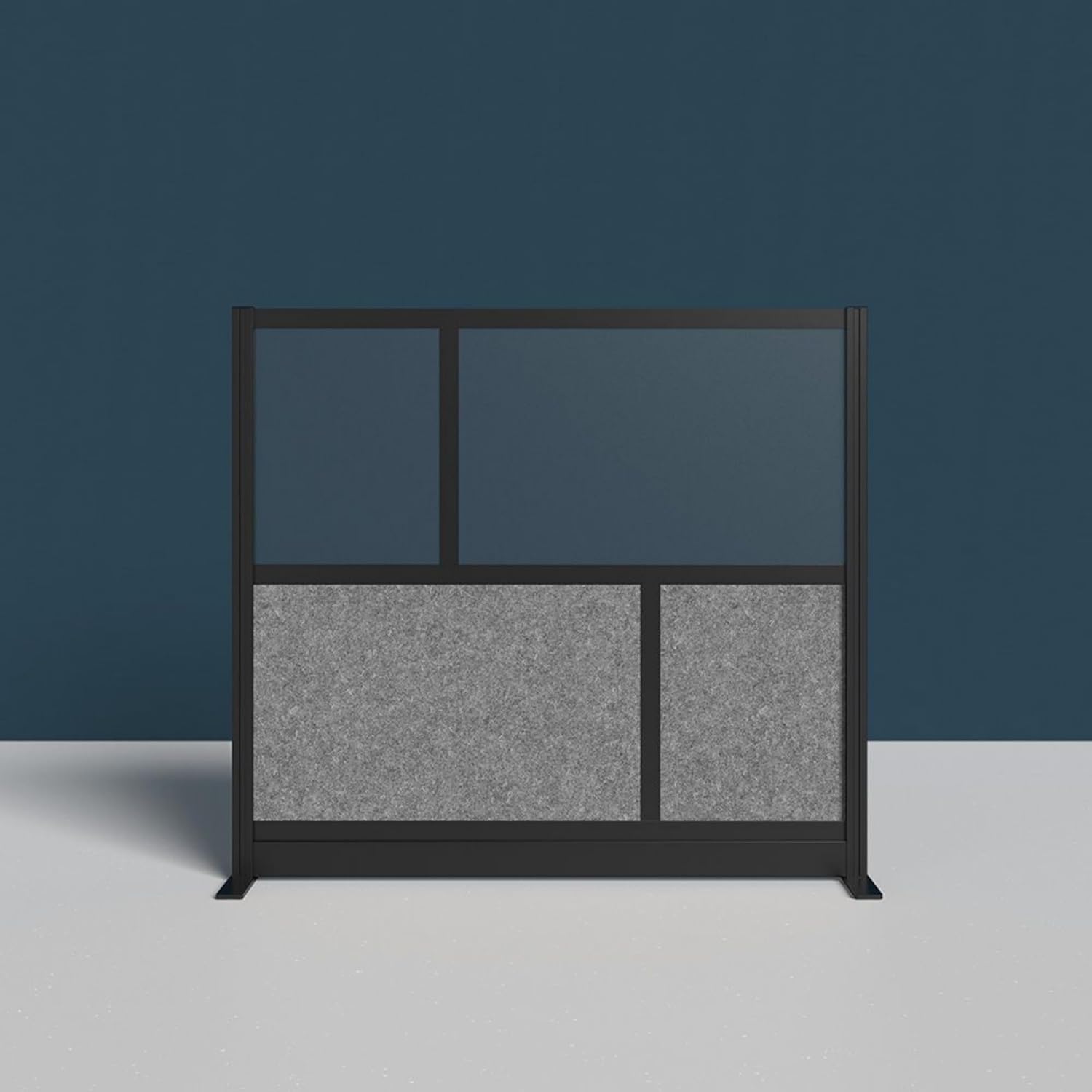 FSE 373-MW-5348-FCGB Modular Wall Room Divider System - Black Frame - 53" x 48" Starter Wall with Whiteboard
