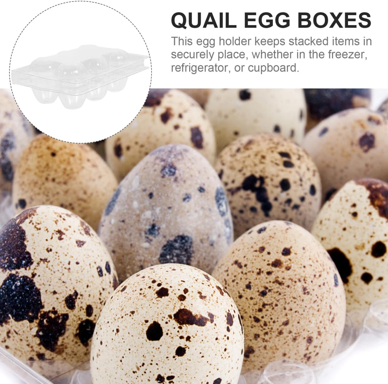 POPETPOP 50 Pcs Quail Egg Cartons, 6 Grids Clear Small Egg Storage Holders