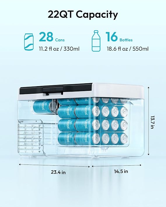 EUHOMY 22QT 12 Volt Refrigerator, Portable Car Fridge, 12V Fridge