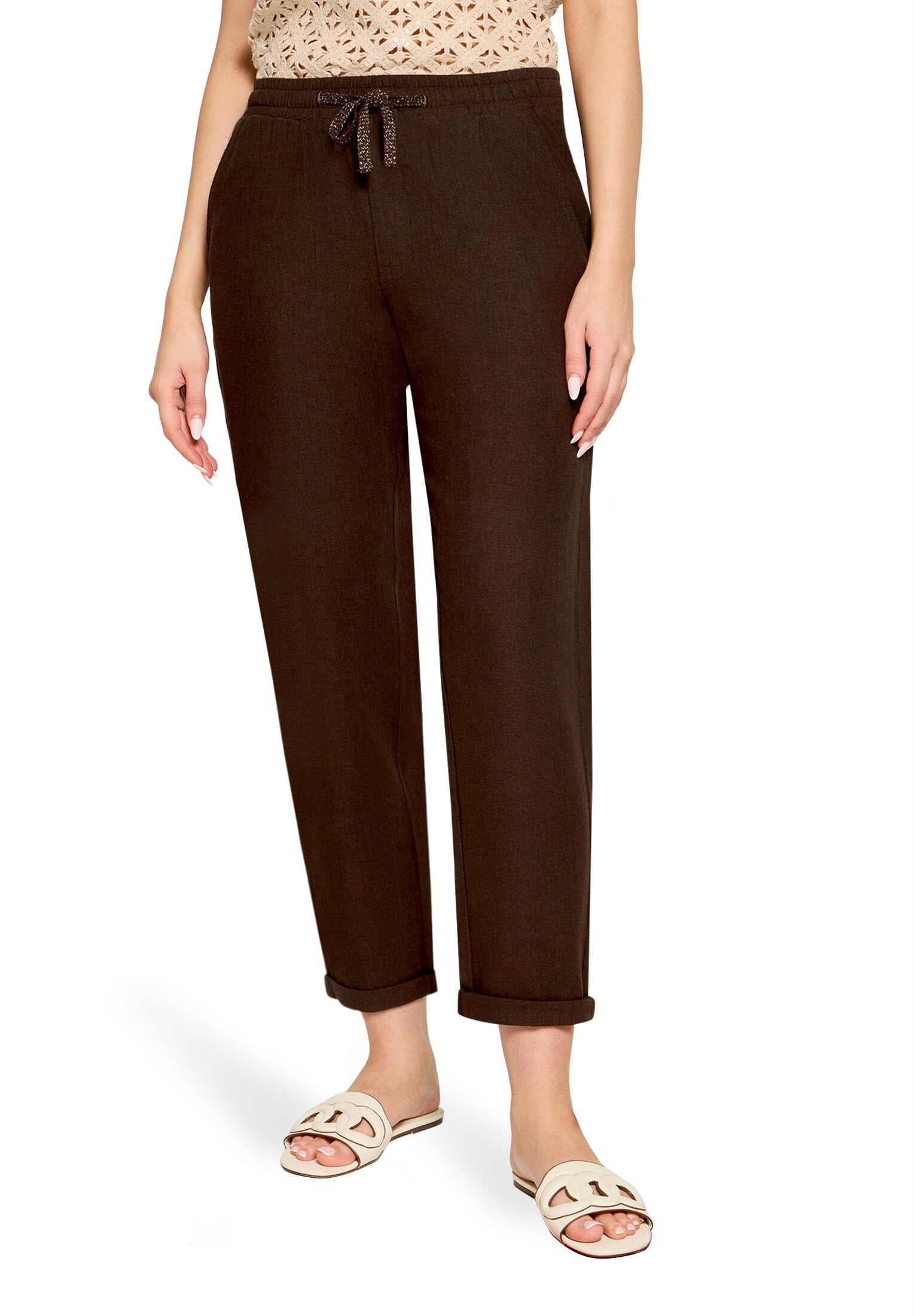 Cartoon Damen Leinenhose unifarben