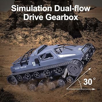 2.4 Ghz High Speed Remote Control Tank RC Truck 1:12 Scale All Terrain Off-Road 4WD RC Cars with 360Rotating Drifting Spraying LED Light