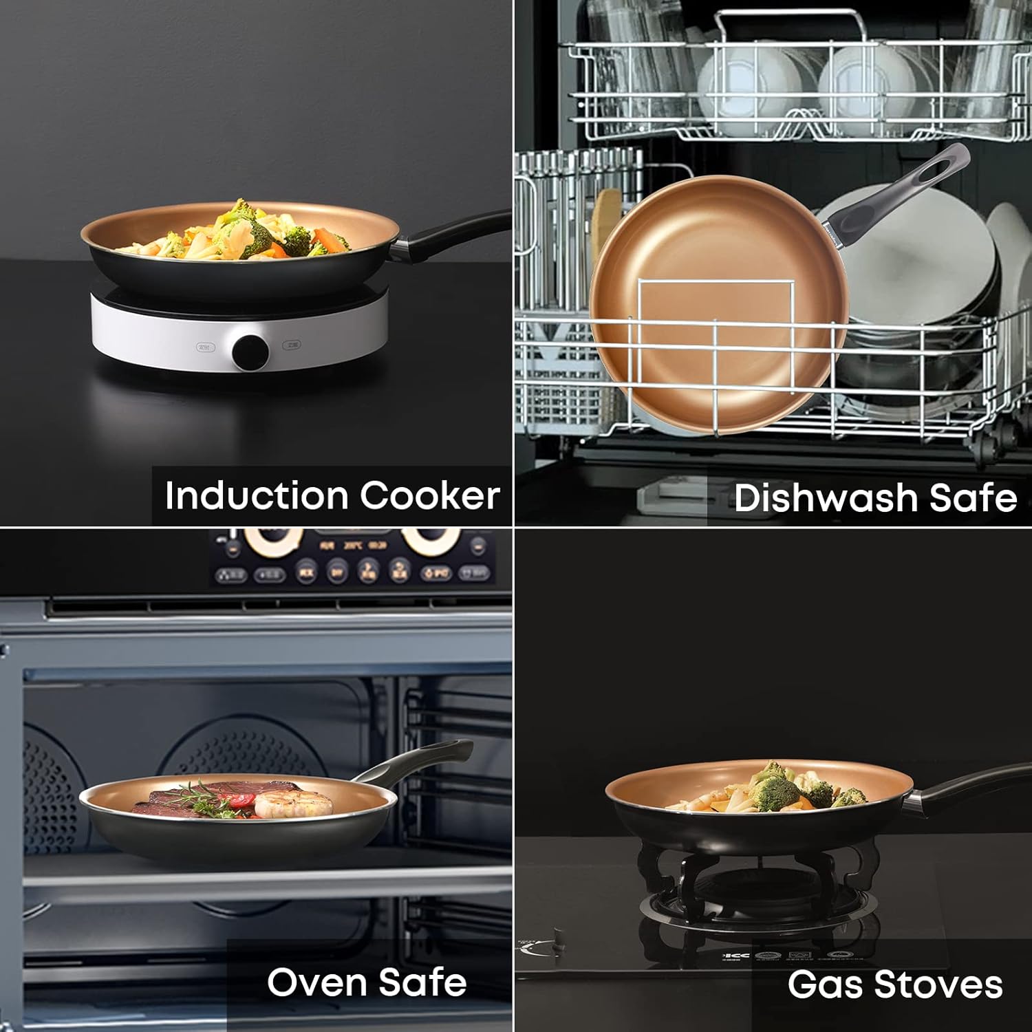 Cupertino Omlette Pan, Non Stick Frying Pan Small Copper Skillet, Egg Pan Nonstick with Healthy Coating, 100% PFOA Free, Dishwasher Safe - 8 Inch