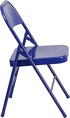 Miniatura 8 de Flash Furniture HERCULES COLORBURST Series - Silla plegable de metal con triple refuerzo y doble bisagra, color azul cobalto
