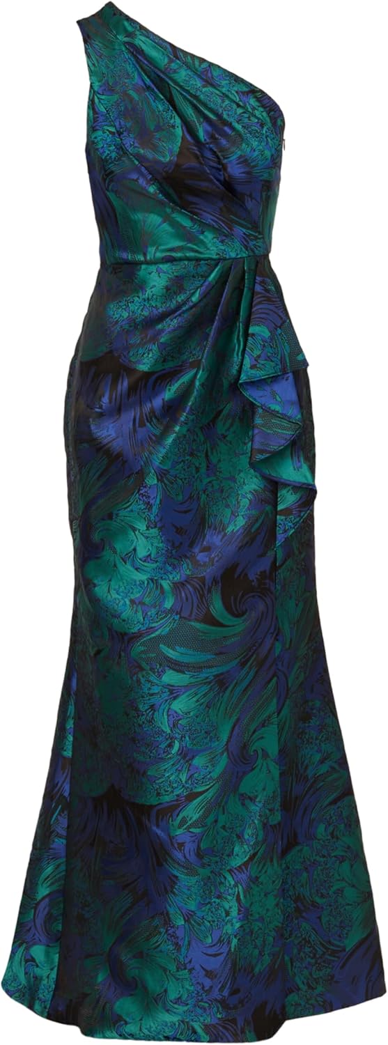 Adrianna Papell Womens One Shoulder Jacquard Gown - Image 5