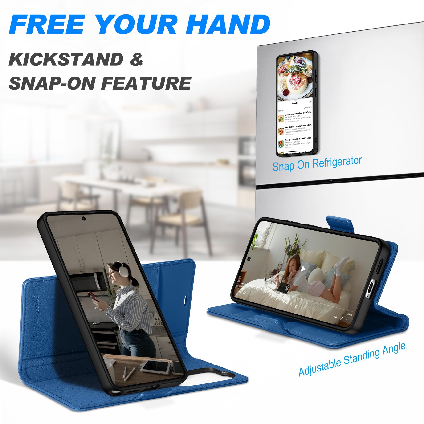 Shieldon Étui 2 en 1 Cuir Véritable pour Galaxy S26 Ultra 6.9", Bleu Royal