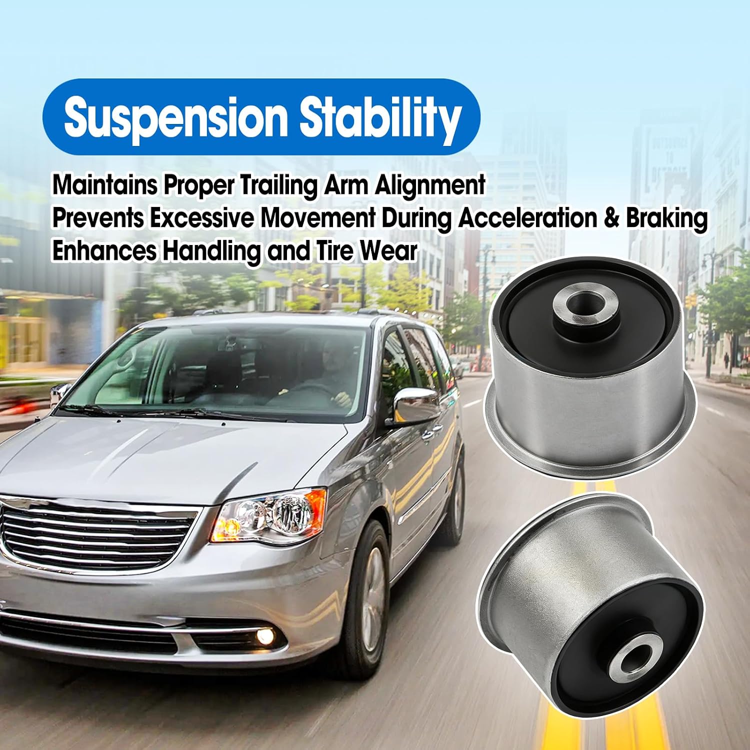 2 Pcs Rear Suspension Trailing Arm Bushing Fit for Chrysler Town & Country 2008–2016 Ram C/V 2012–2015 Dodge Grand Caravan 2008–2020 Routan 2009–2014 Replace K201905 4721356AA