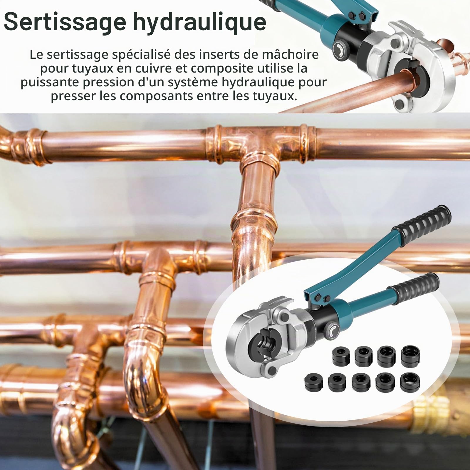 Pince à Sertir Pour Tubes En Cuivre, Tubes Composites Tubes En Cuivre Pince à Sertir Manuelle à Contours En V Et Th V12, V15, V18, V22, V28 Et Th16, Th20, Th26, Th32 Outil Professionnel