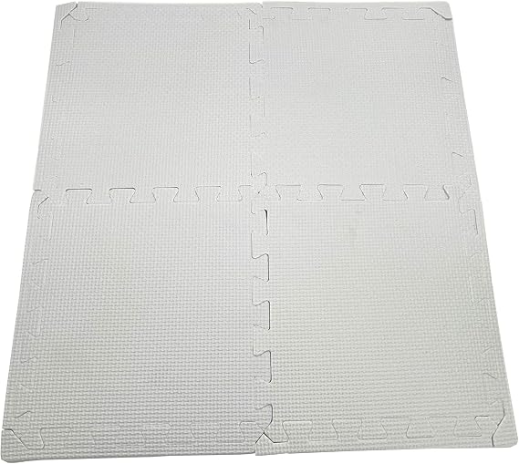 Eva Foam Baby Play Mat – 12Pcs (29x29cm) 8mm Thick Soft White Interlocking Floor Tiles, Waterproof, Non-Slip, Safe & Comfortable Matting for Kids, Child’s play (White, 12 Pack)