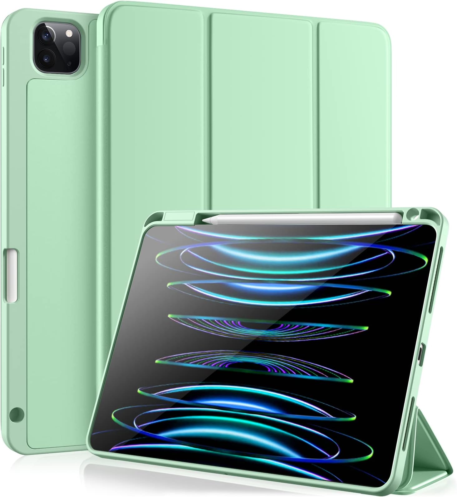 Custodia Per IPad Pro 11 2022/2021/2020/2018 - 3 Ante, Portapenna, Ricarica Wireless, Verde Pino - Foto 10