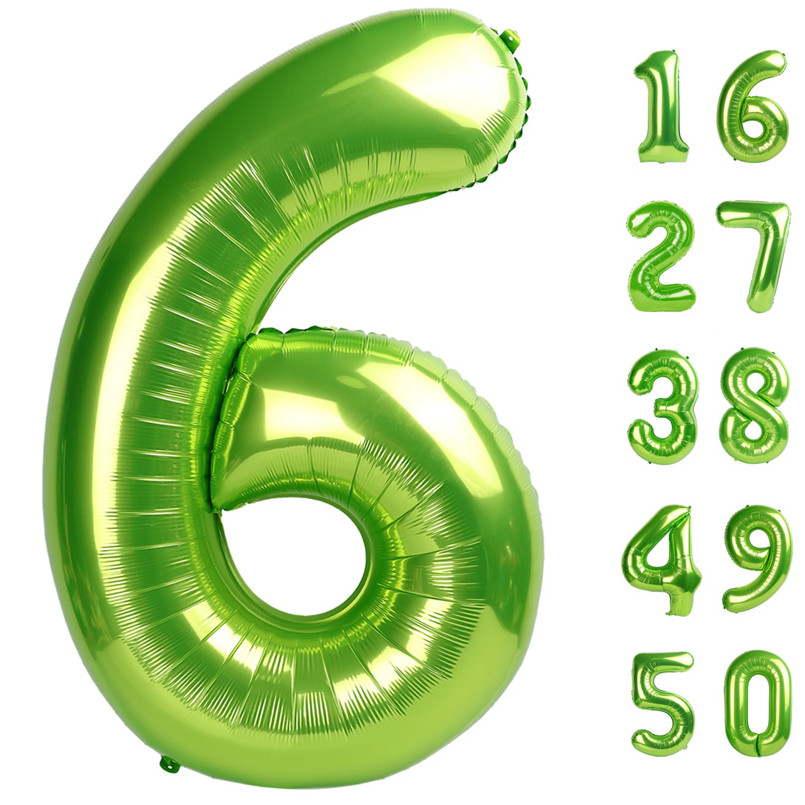 Kelfuoya Light Green Number 6 Foil Mylar Helium Large Digital Balloon 40 Inch | Jumbo Birthday Anniversary Party Decorations - main product image