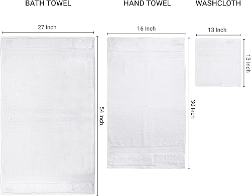 Miniatura 4 de ESSELL 247 Aurora Collection - Juego de toallas de baño de 6 piezas, 100% algodón, duraderas, de secado rápido y ligeras, 2 toallas de baño, 2