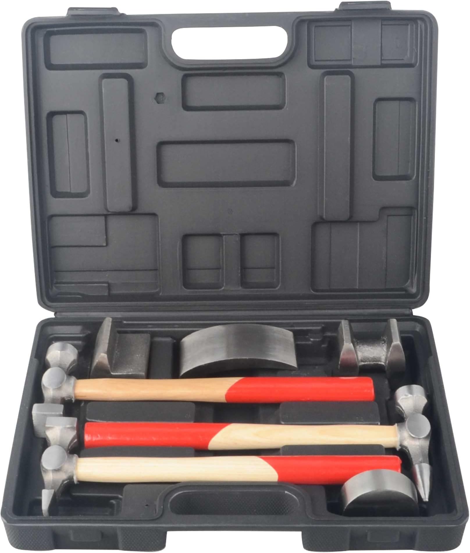 7Pcs Auto Body Repair Tool Kit, Craft Panel Beating Hammer and Dolly Set Hammer Dent Body Fender Tool